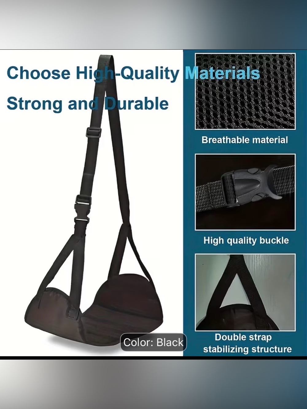 ✈️ Travel Foot Hammock – Airplane Footrest | Black ✈️ {pack of two}